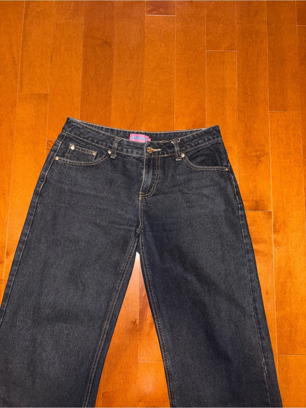 Classic low rise baggy Women's Dark Wash Jeans - Blue